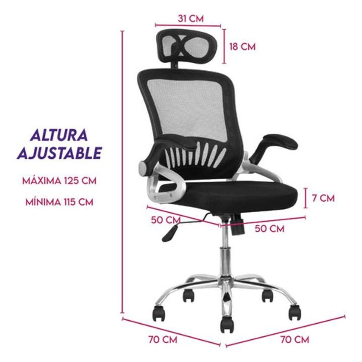 DIMATEX LEON - Silla Oficina Escritorio Ergonómica Cabecerogiratoria Reflux