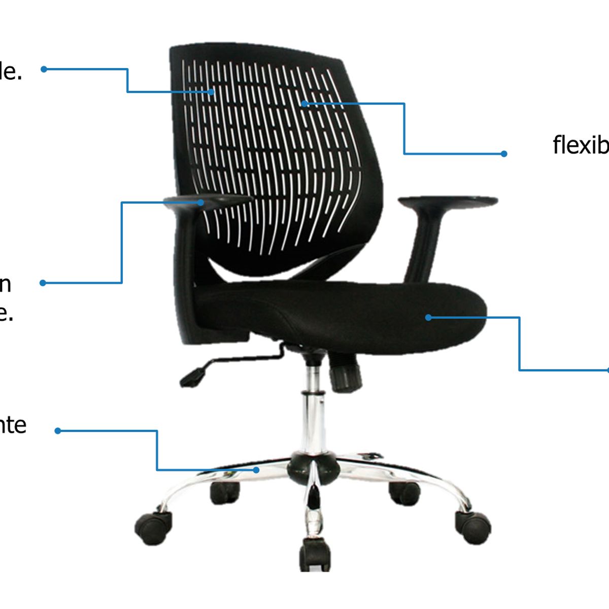 GENERICO - Silla De Escritorio Suiza Ejecutiva Negra Brazos Fijos - Mobili shop