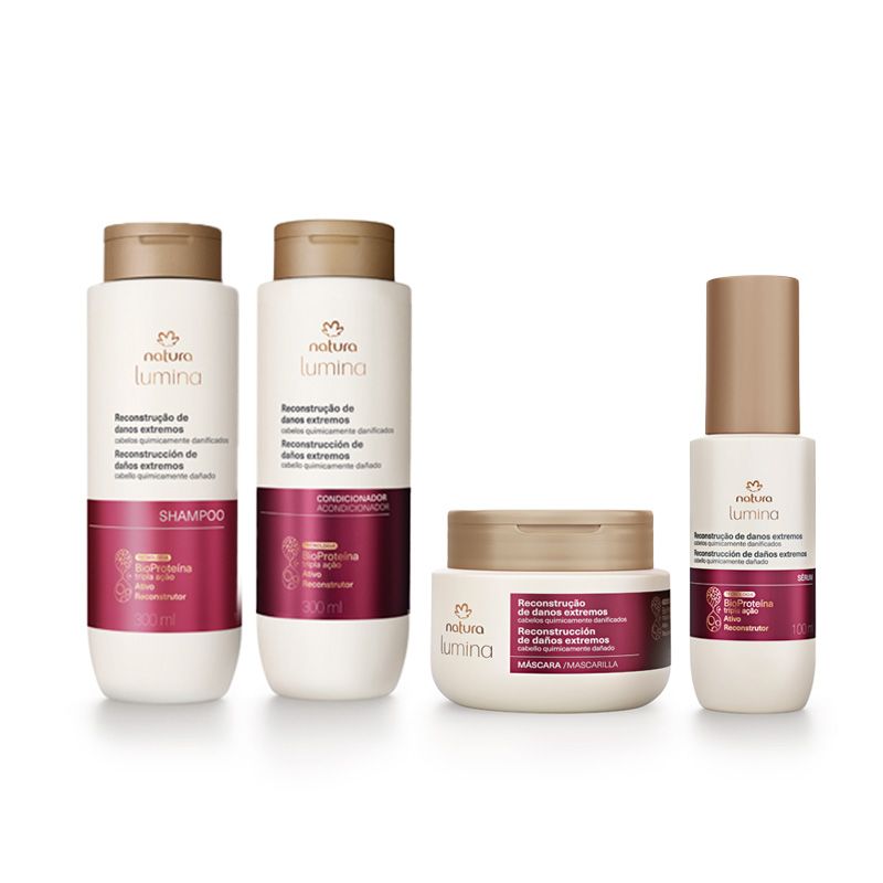 NATURA - Kit Lumina Reconstrucción Intenso Sh+Ac+Masc+Leave In daño quimico