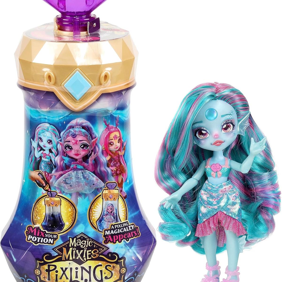 MAGIC MIXIES - Muñeca Magic Mixies Sirena Posición Pixlings Crea Y Mezcla