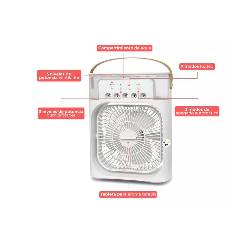 GENERICO - Ventilador Enfriador Humidificador Aire Led Difusor Mnv-x1
