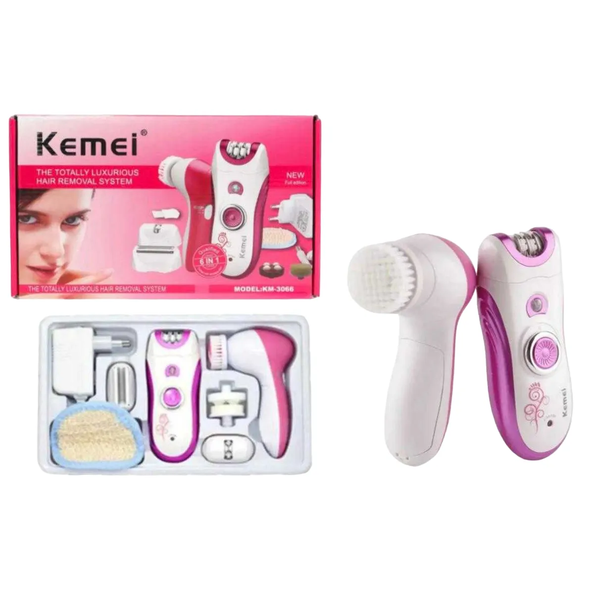 KEMEI - Depilador Electrico Multifuncional 6en1 Todo Cuerpo Masajeador Facial