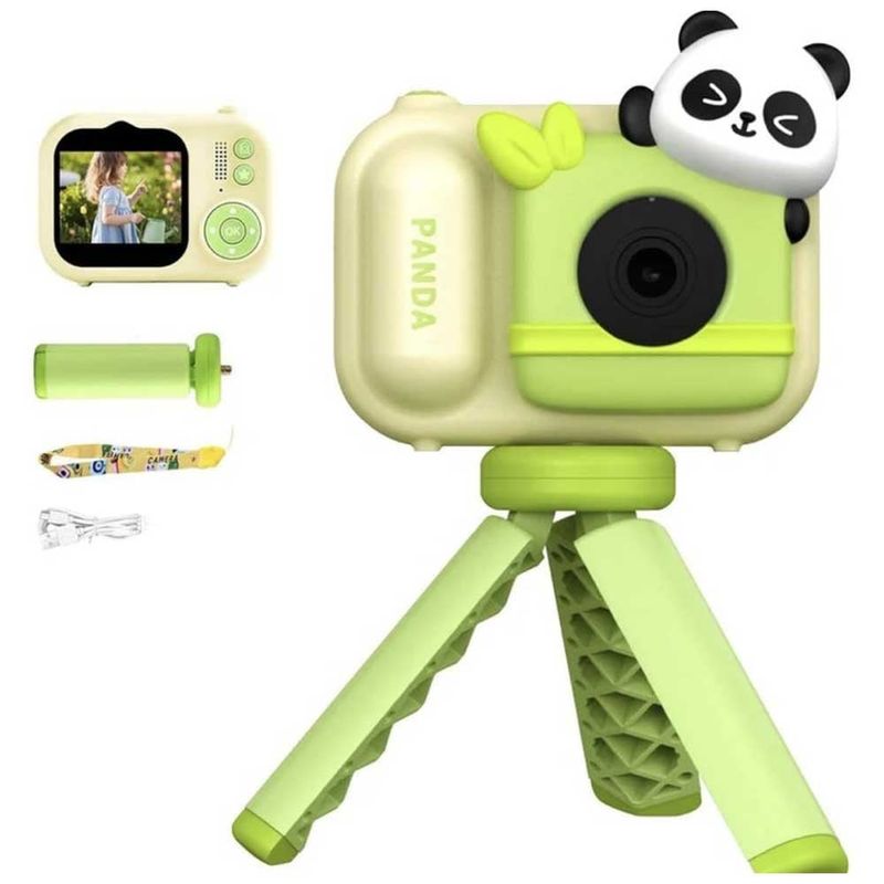 ONE PIXEL - Cámara Infantil Digital Full HD Con Tripode Verde Oso Panda