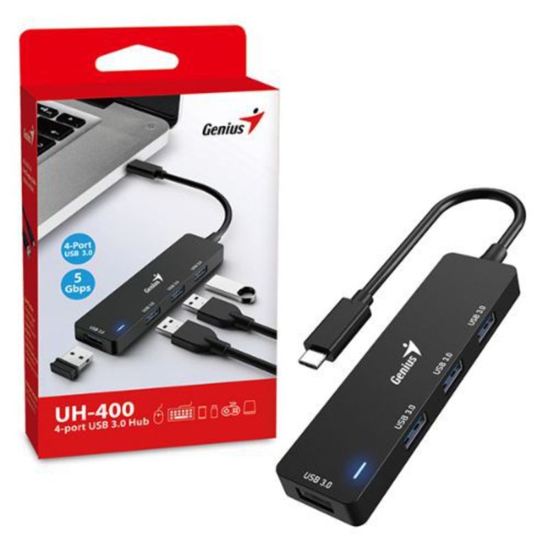 GENIUS - HUB USB-C GENIUS DE 4 PUERTOS BLACK