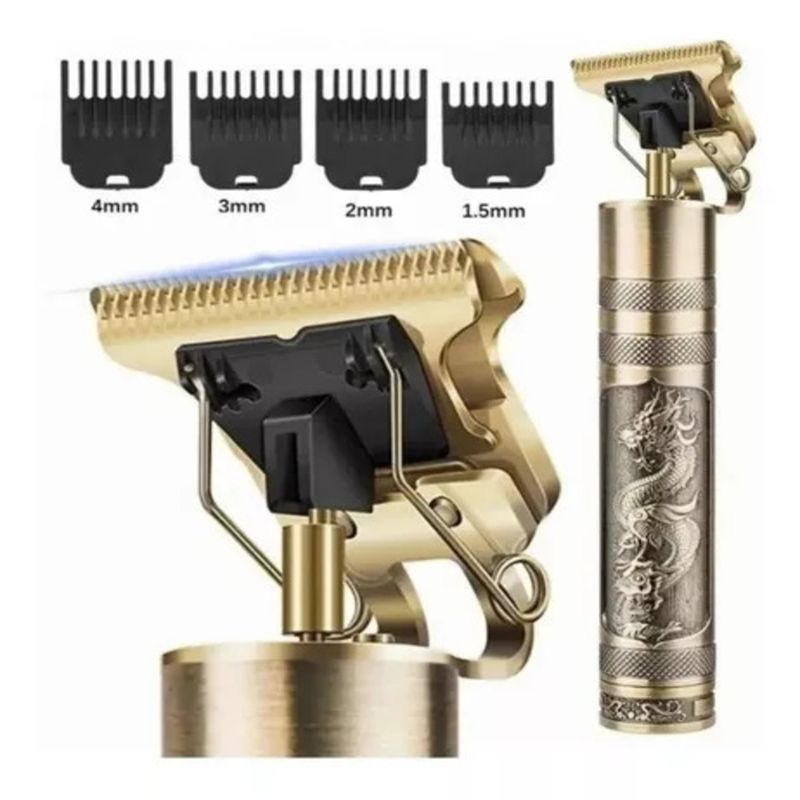 GENERICO - Máquina Profesional Corta Patilla Barba Pelo Vintage Color Dorado