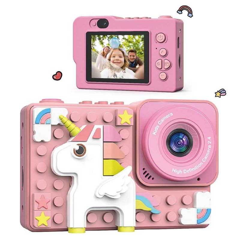 ONE PIXEL - Cámara Digital Para Niños Doble Lente Fotos Y Videos Unicornio Rosa