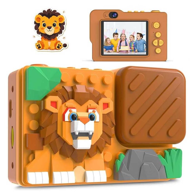 ONE PIXEL - Cámara Digital Para Niños Doble Lente Fotos Y Videos Leon Café