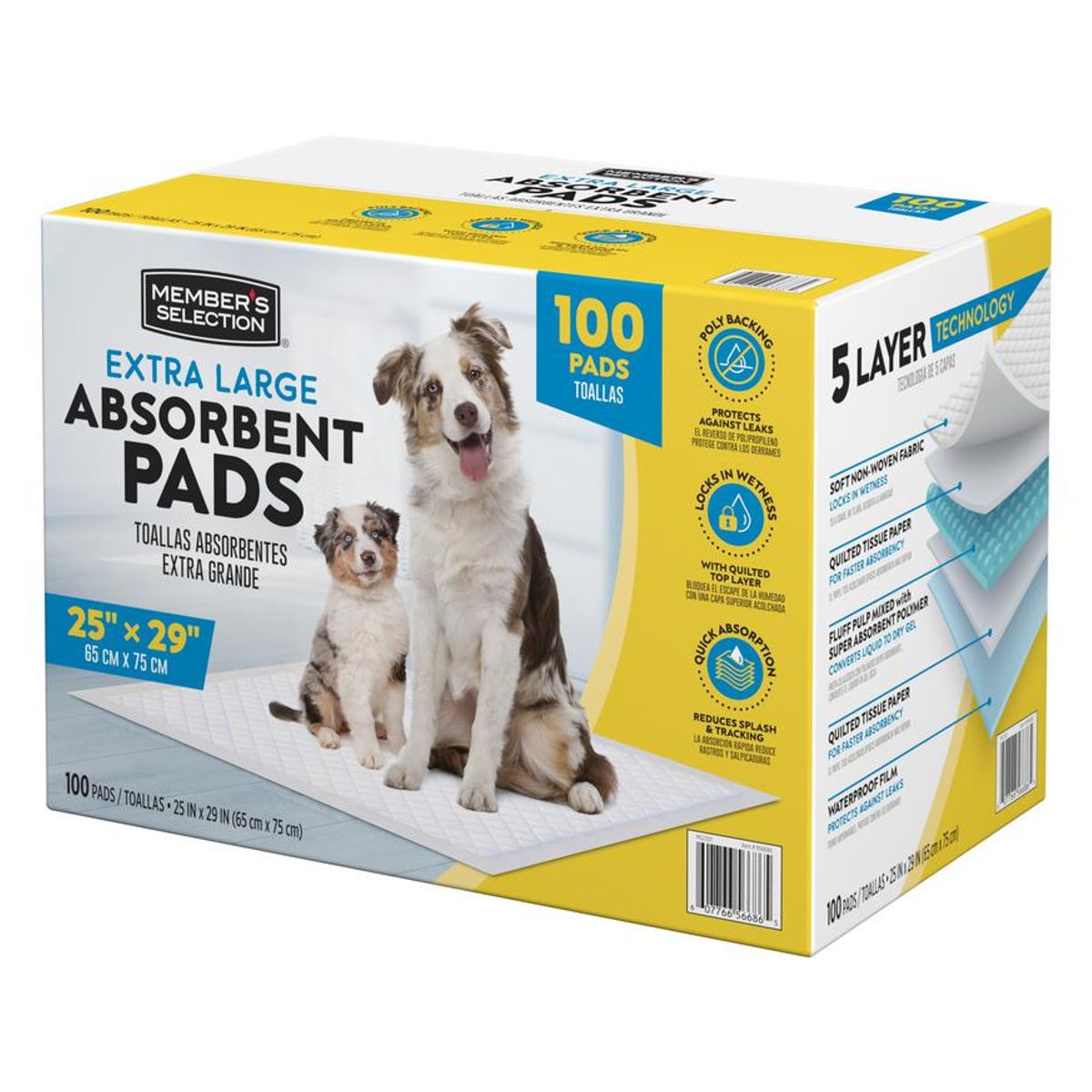 MEMBERS SELECTION - Almohadillas Absorbentes XL 100 Unds / 66 cm x 76 cm