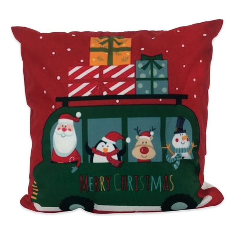 DIMATEX LEON - Funda Cojín Navideño Decoración Navidad 45x45cm Carrito