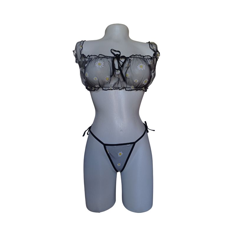 GENERICO - Conjunto sensual ropa interior en transparencia tanga hilo Sexy