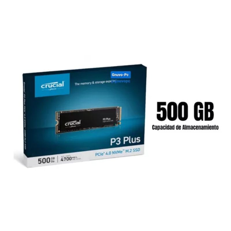 CRUCIAL - Disco Estado solido sata CRUCIAL 500GB P3 plus NVMe M2