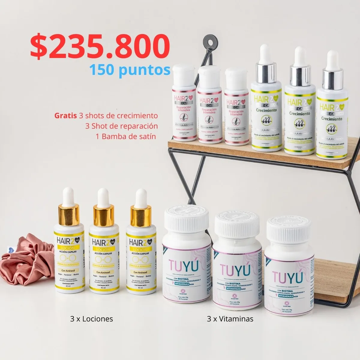 HAIR2YOU - Rutina contra la caída del cabello x 3 Vitaminas y 9 productos más!