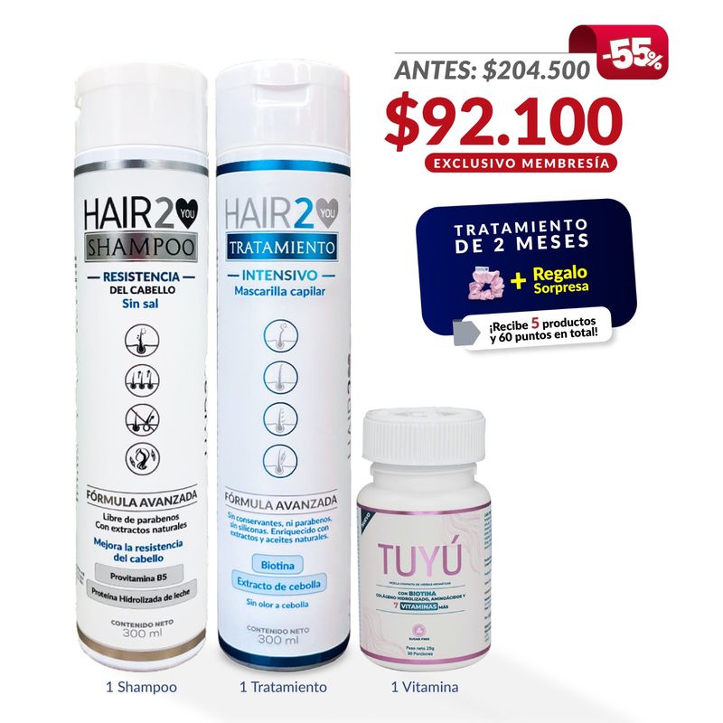 HAIR2YOU - Tratamiento contra la caída del cabello x 4 productos (tratamiento)