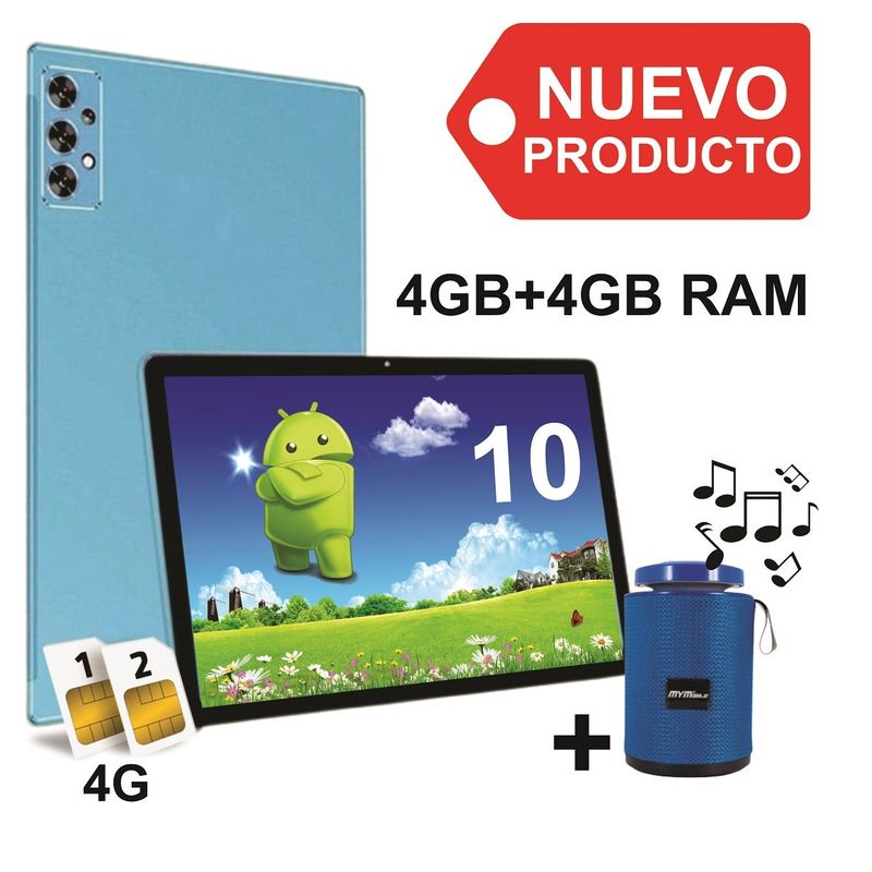 KRONO - Tablet 10 Pulgadas 4GB RAM Doble Sim Card 64GB