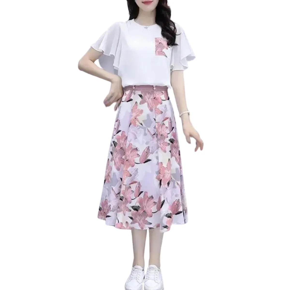 YURELKSHOP - FALDA MIDI CASUAL ELEGANTE  ESTAMPADA CAMPANA