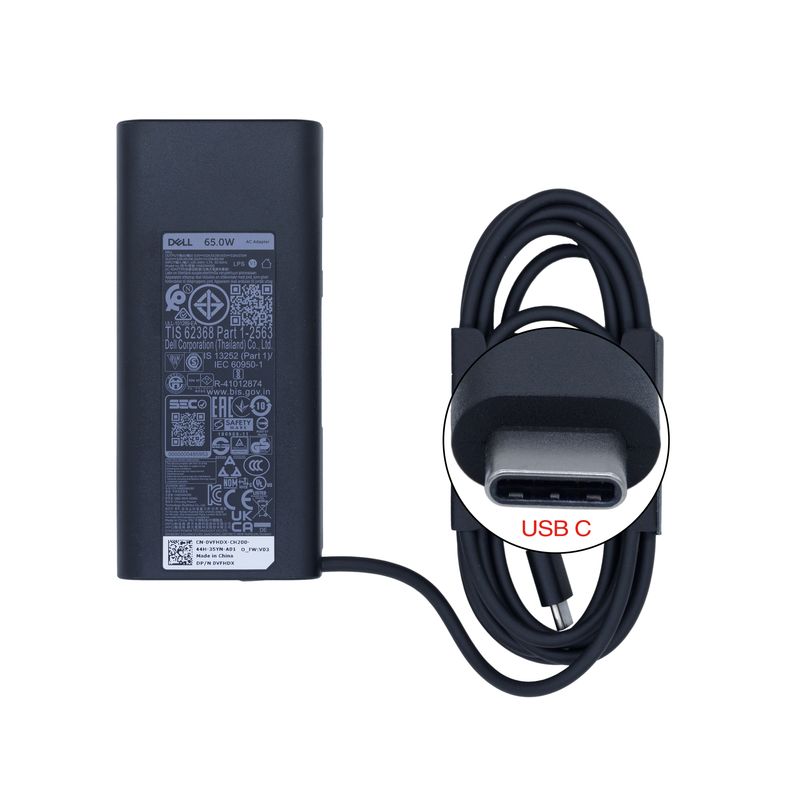DELL - Cargador Dell Original USB Tipo C 65W Bulk
