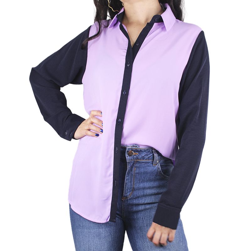 LEC LEE - Blusa cuello camisero para mujer Lec Lee - Lila