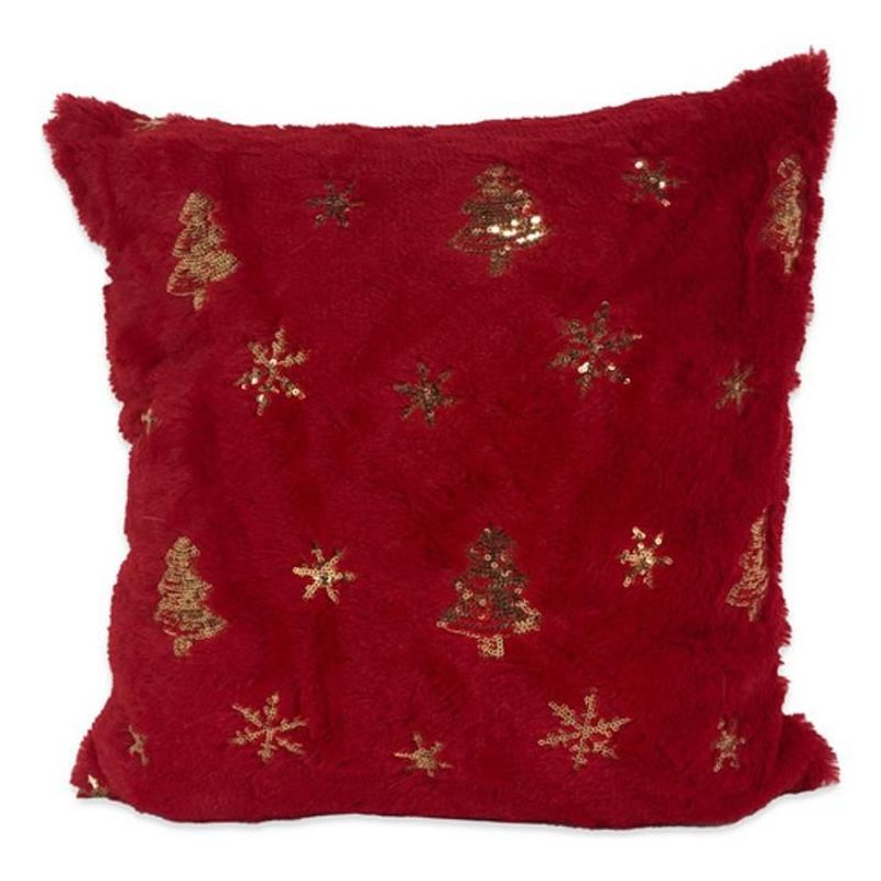 DIMATEX LEON - Funda Cojín Navideño Peludo Decoración Navidad 45x45cm Rojo