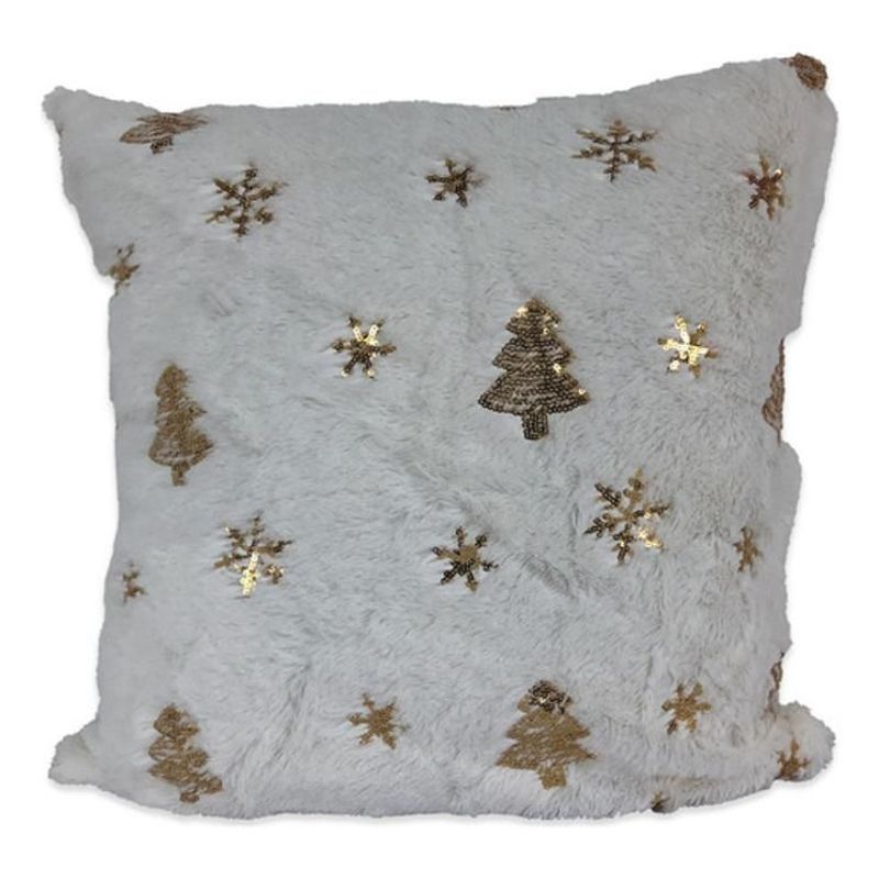 DIMATEX LEON - Funda Cojín Navideño Peludo Decoración Navidad 45x45cm Blanco