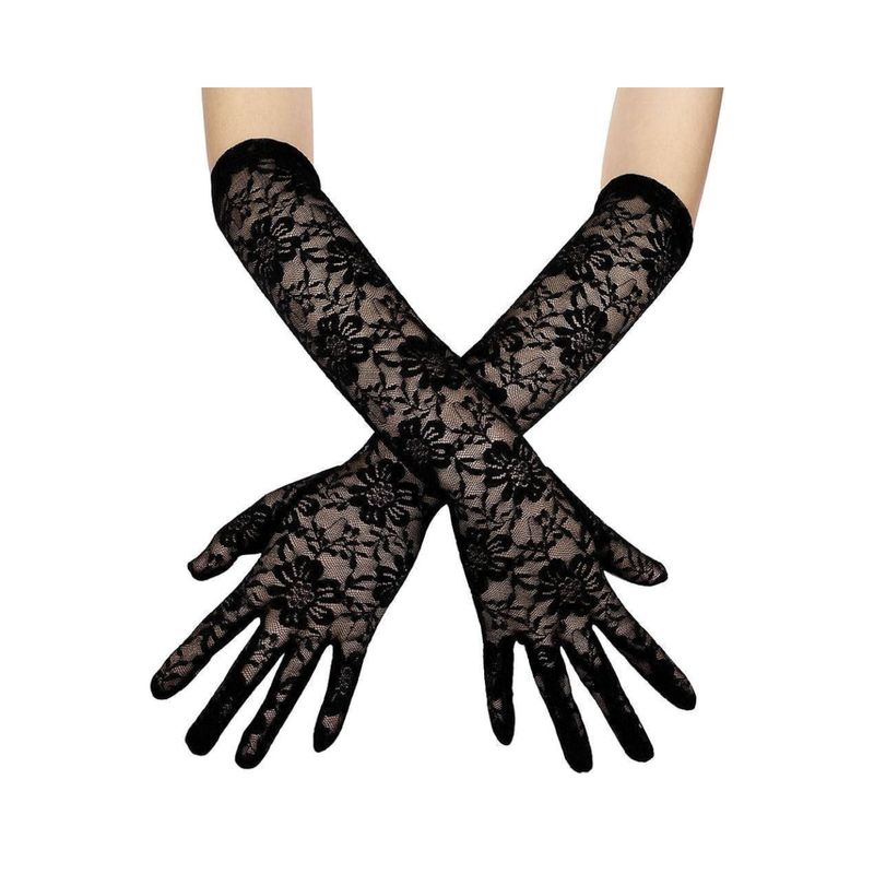 GENERICO - Guantes en encaje negro o blanco disfraz