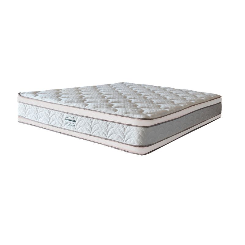 COCO HOME - Colchón Queen Firmeza Media Ortopédico Resortado Doble Pillow Euro Coco Natura 160190.