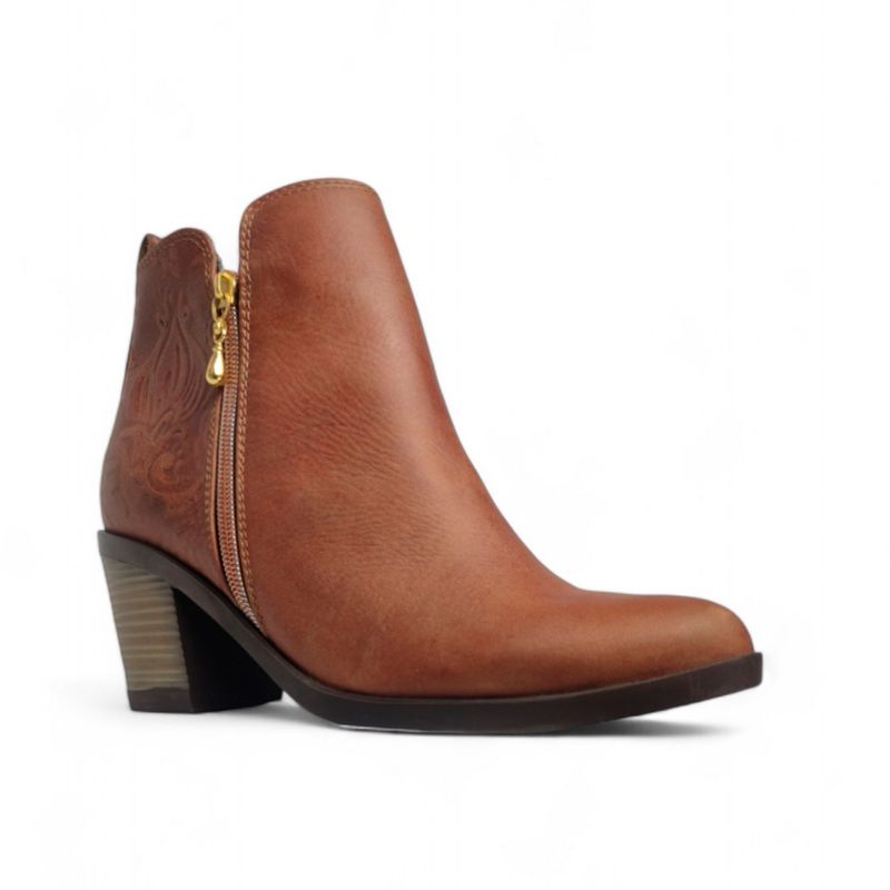 CALZADO CON ALTURA MONSERRATE - Botin en CUERO para Mujer MoreLiber by Monserrate Ref Eden Caoba