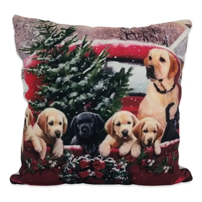 DIMATEX LEON - Cojín Navideño Decoración Navidad + Relleno 45x45cm Labradores