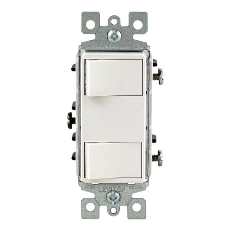 LEVITON - Interruptor doble puenteado Blanco Leviton 1754-W Decora
