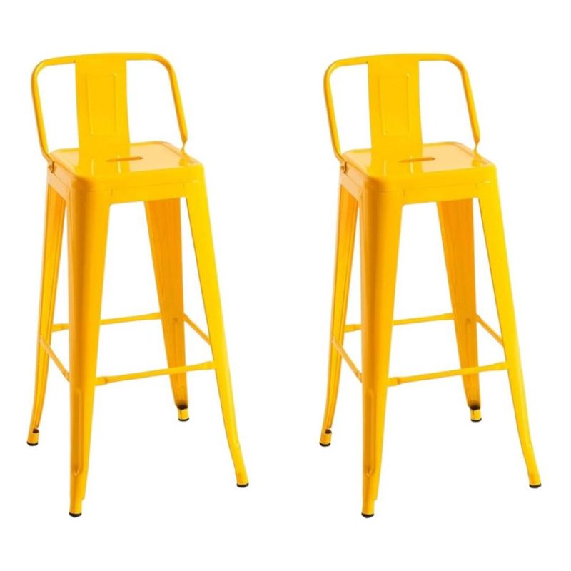 MOBLIHOUSE - Set X2 Butaco Alto Para Barra Metálico Moderna Con Respaldo