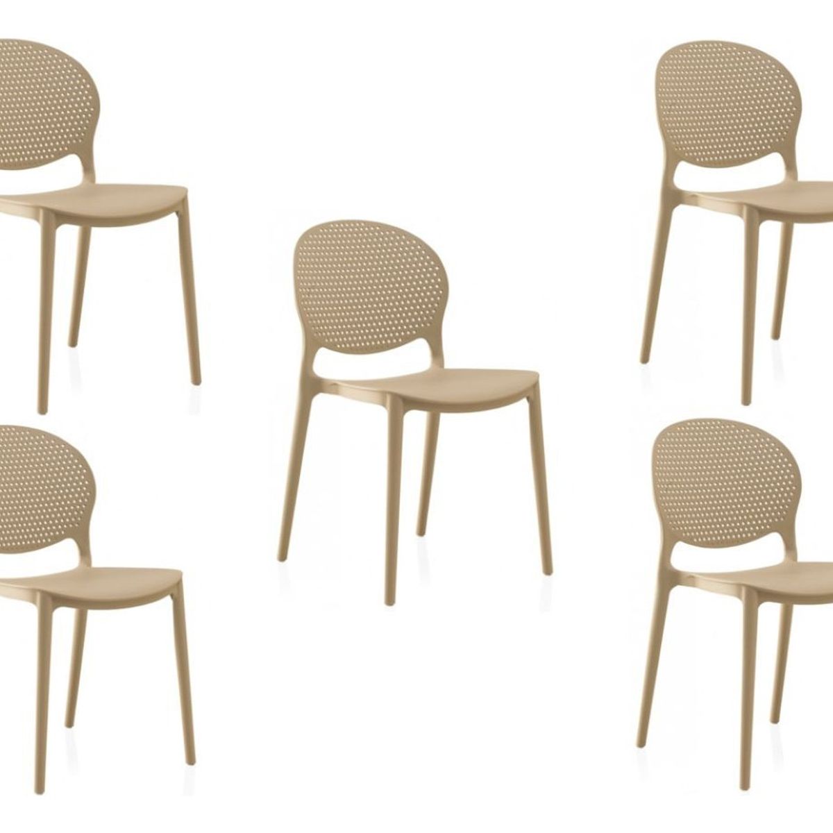 MOBLIHOUSE - Set X5 Silla Comedor Monza Para Exterior Apilable Resistente