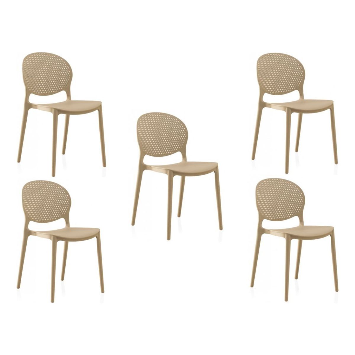 MOBLIHOUSE - Set X5 Silla Comedor Monza Para Exterior Apilable Resistente