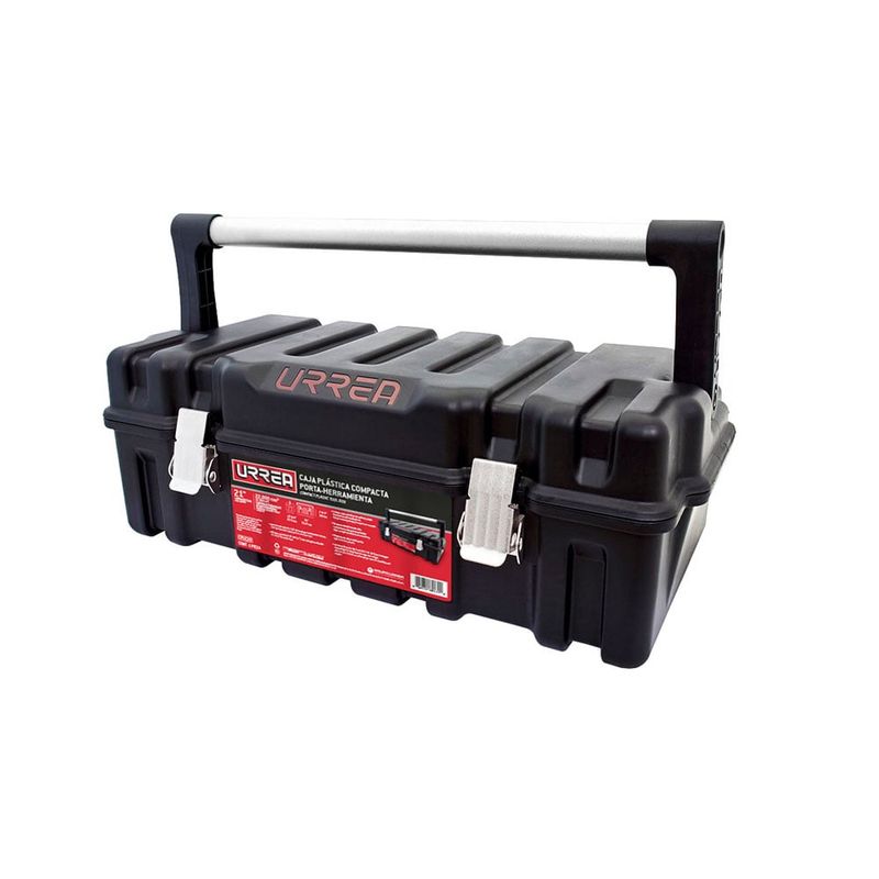 URREA - Caja portaherramientas plástica compacta con broches metálicos 21 x 11 x 7
