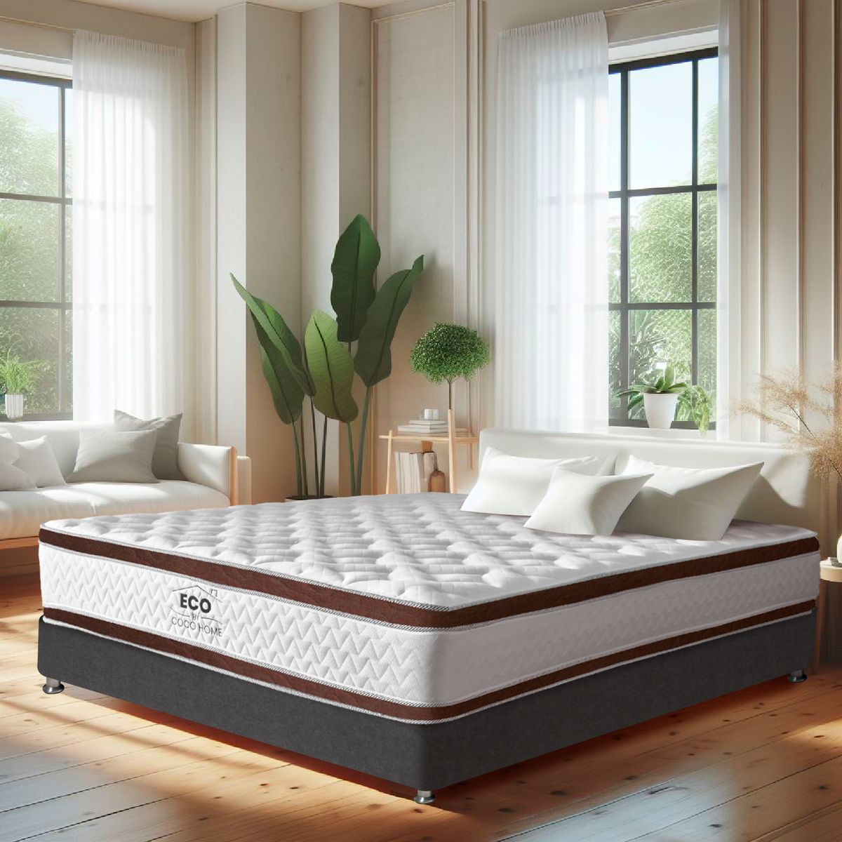COCO HOME - Colchón Doble Firmeza Media Doble Pillow Ortopédico Resortado Coco ECO 140190.