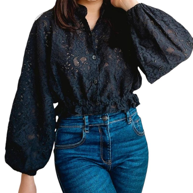 MORAMI - Blusa para mujer en encaje MORAMI