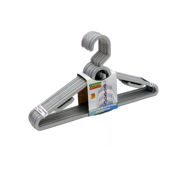 VANYPLAS - Gancho Para Ropa Vanyplas Plástico X 10 Gris