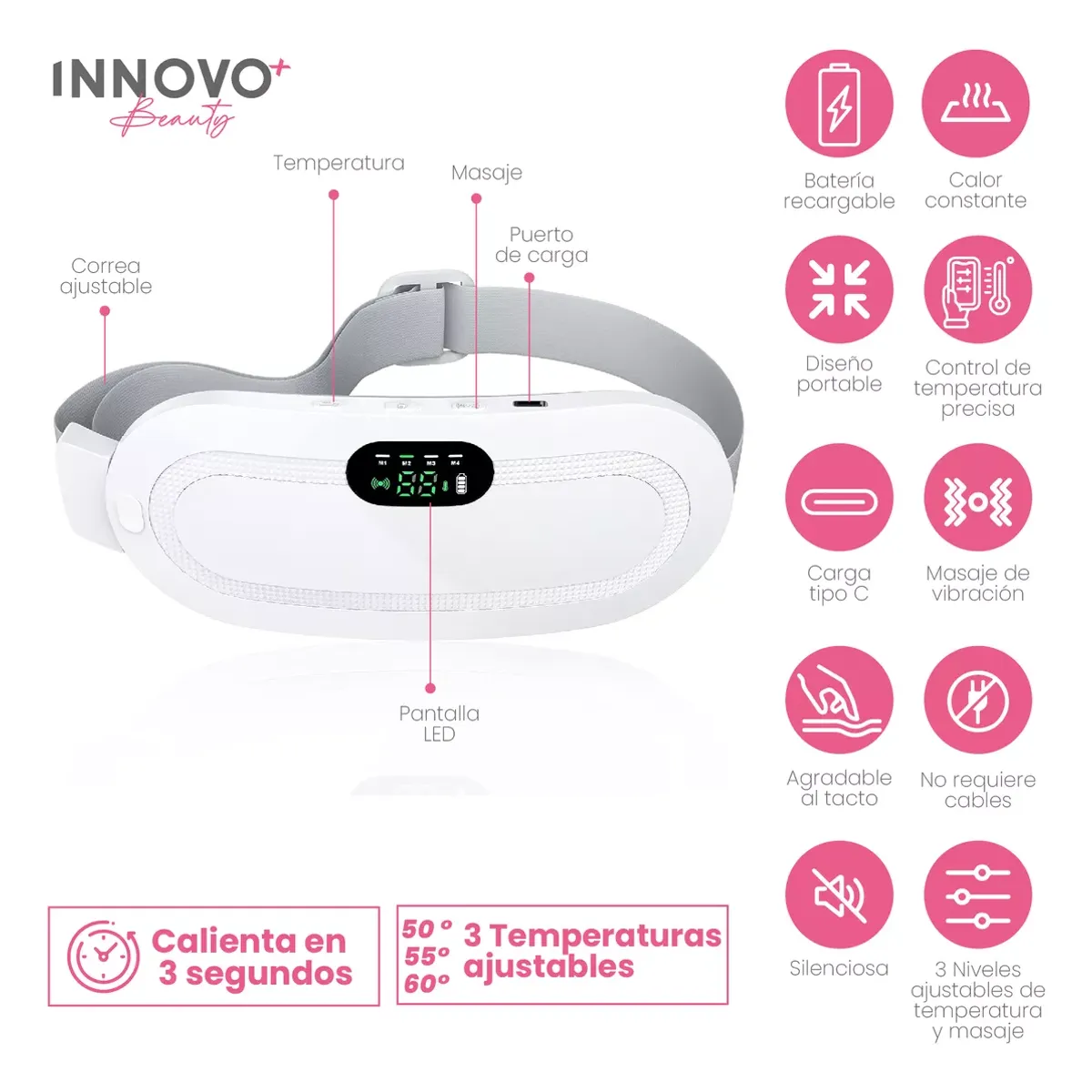 GENERICO - Alivia Cólicos Masajeador Vibración Y Calefacción Recargable