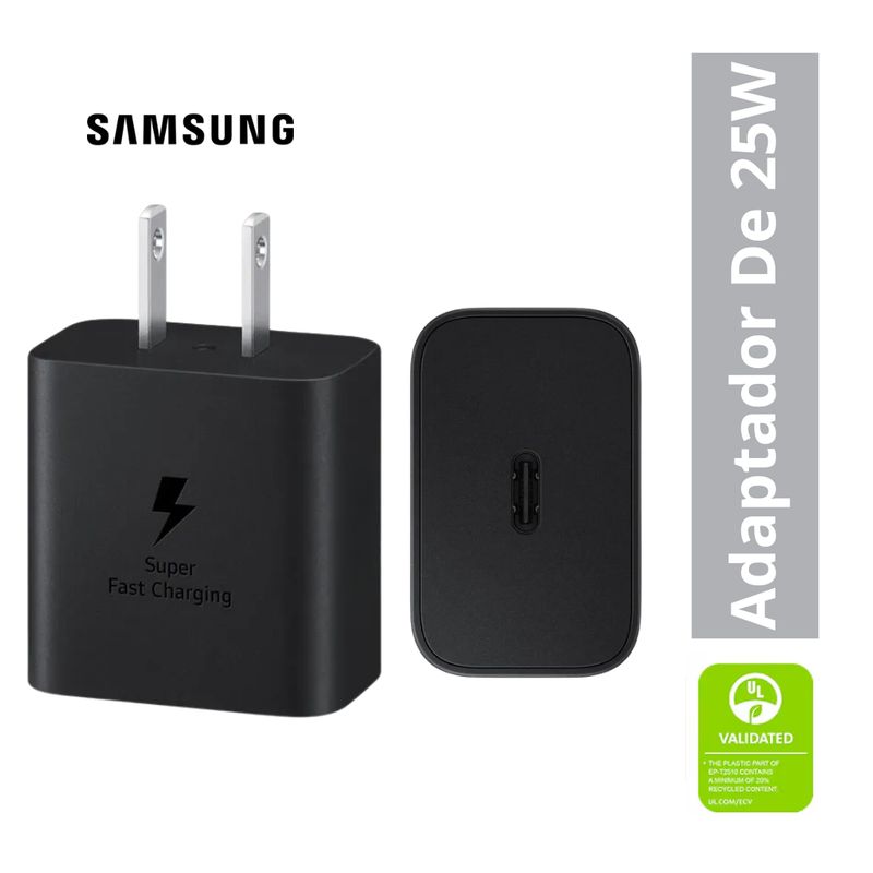 SAMSUNG - Cargador Original Samsung Tipo C Super Carga Rápida 25W