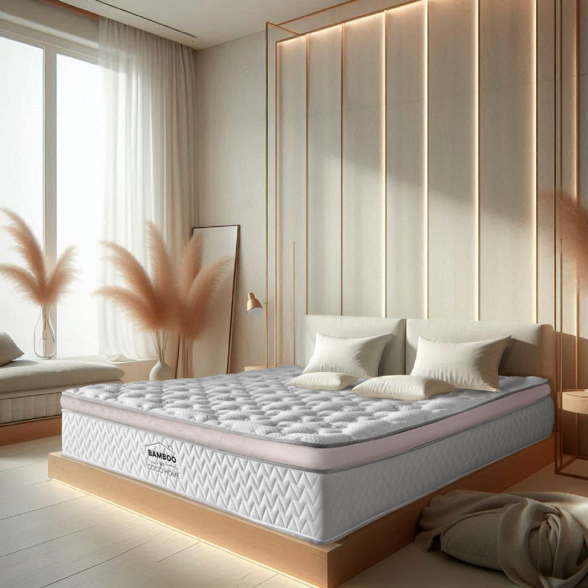 COCO HOME - Colchón Semidoble Firmeza Suave Ortopédico Resortes Pocket One Pillow Euro Coco Bamboo 120 190.