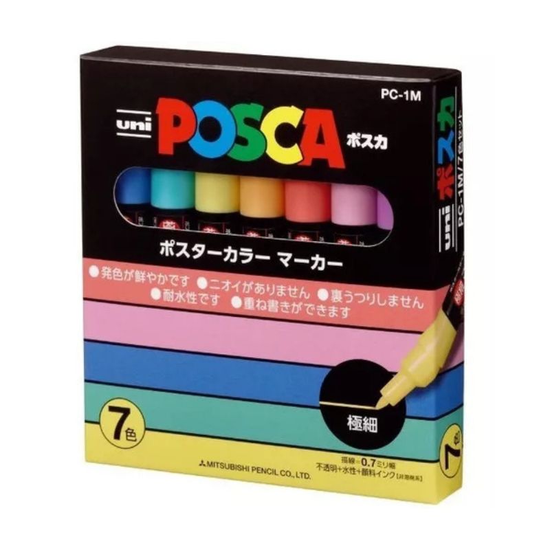 POSCA - Set Uni Posca Marcadores 7 Colores Pastel 1m