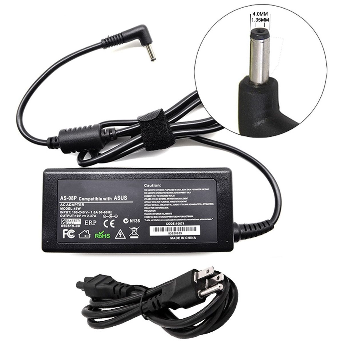 GENERICO - Cargador para Asus VivoBook M515U 19V 2.37A 4.0x1.35mm