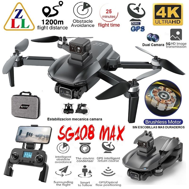 GENERICO - Drone Sg108 Max Cámara 4k Gps 1200m 25 Min Evita Obstáculos