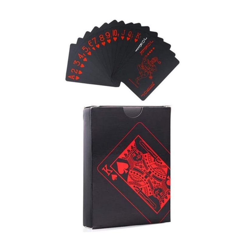 GENERICO - Baraja Poker Rojo Black Cartas Plástico Negro Naipes Premium