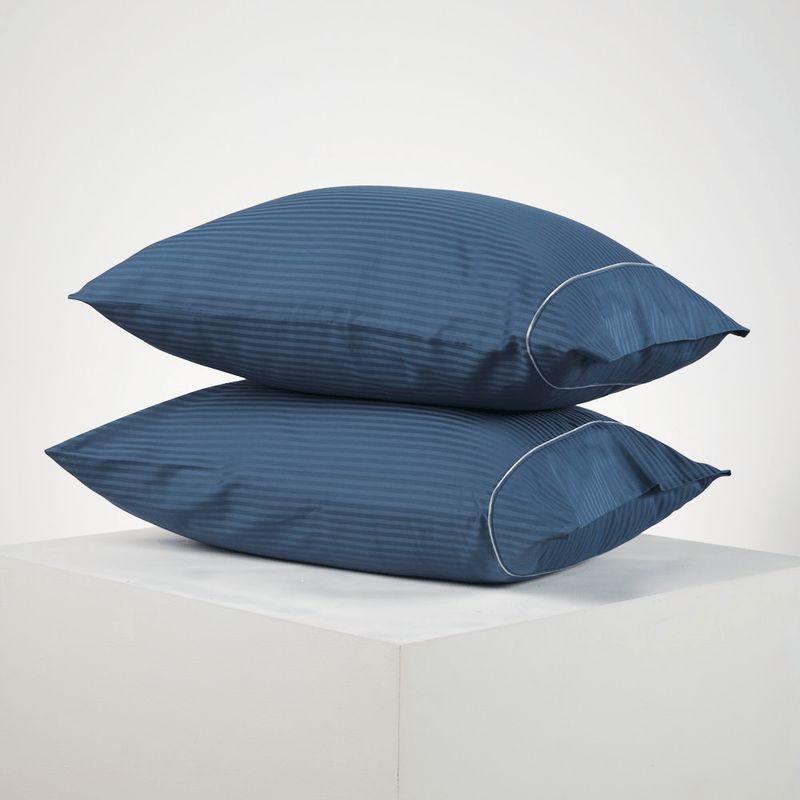 DISTRIHOGAR - Set x 2 Fundas 300 hilos Algodón Azul 50 x 70 cm