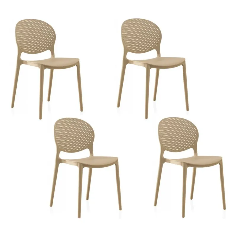 MOBLIHOUSE - Set X4 Silla Comedor Monza Para Exterior Apilable Resistente