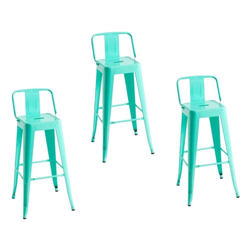 MOBLIHOUSE - Set X3 Butaco Alto Para Barra Metálico Moderna Con Espaldar