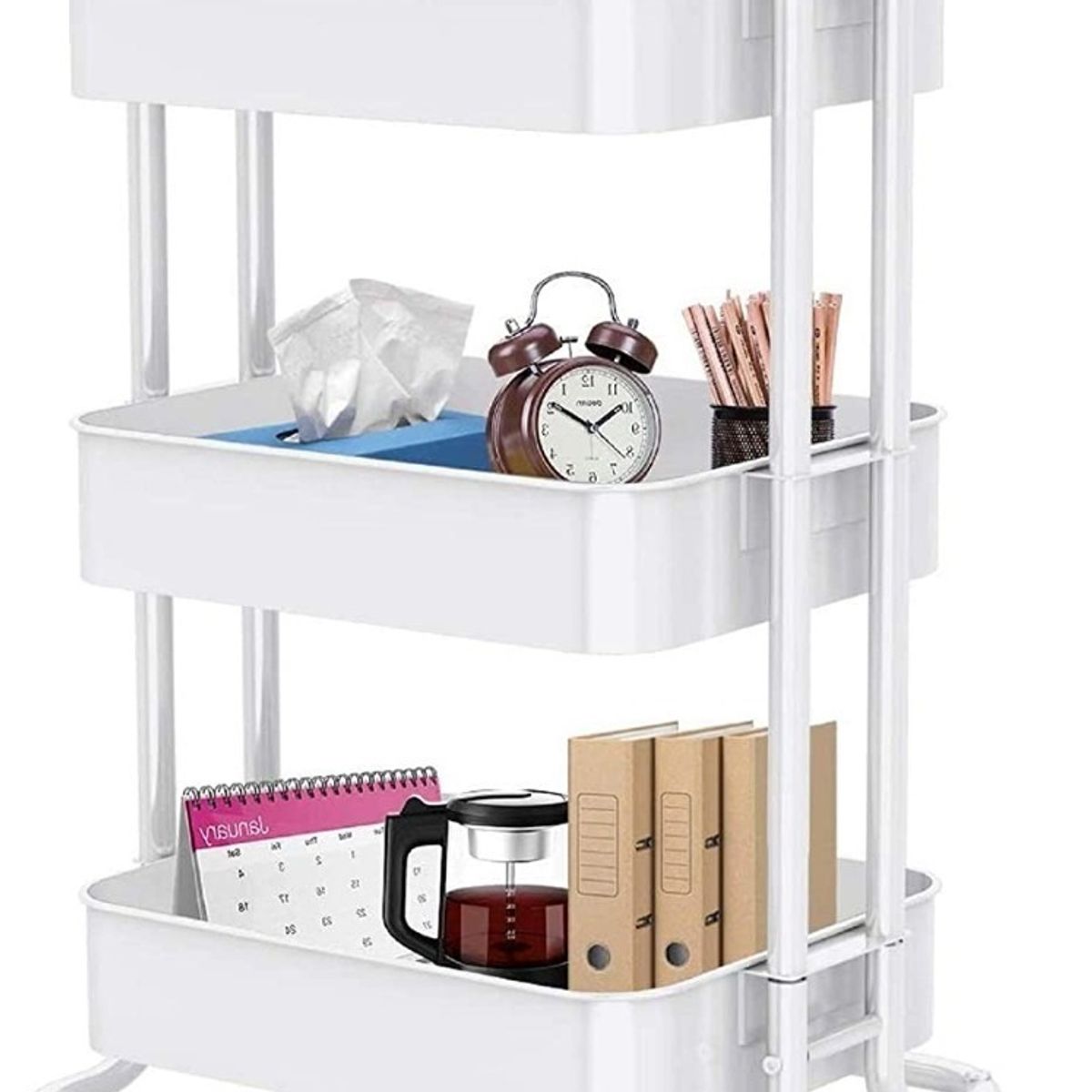 MOBLIHOUSE - Carro Rodante Multiusos De 3 Niveles Para Uso General Blanco