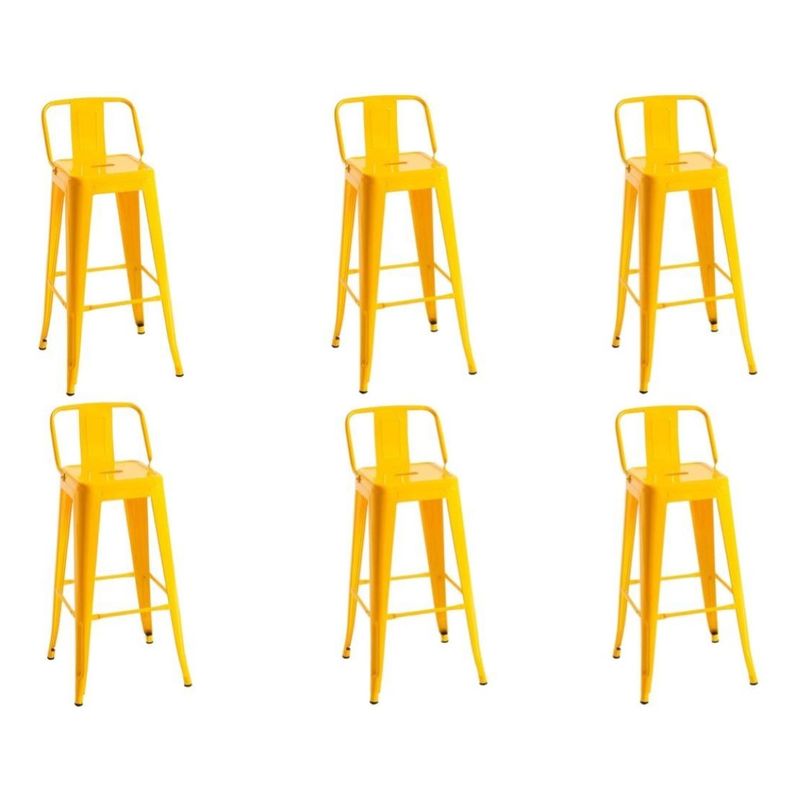 MOBLIHOUSE - Set X6 Butaco Alto Para Barra Metálico Moderna Con Respaldo