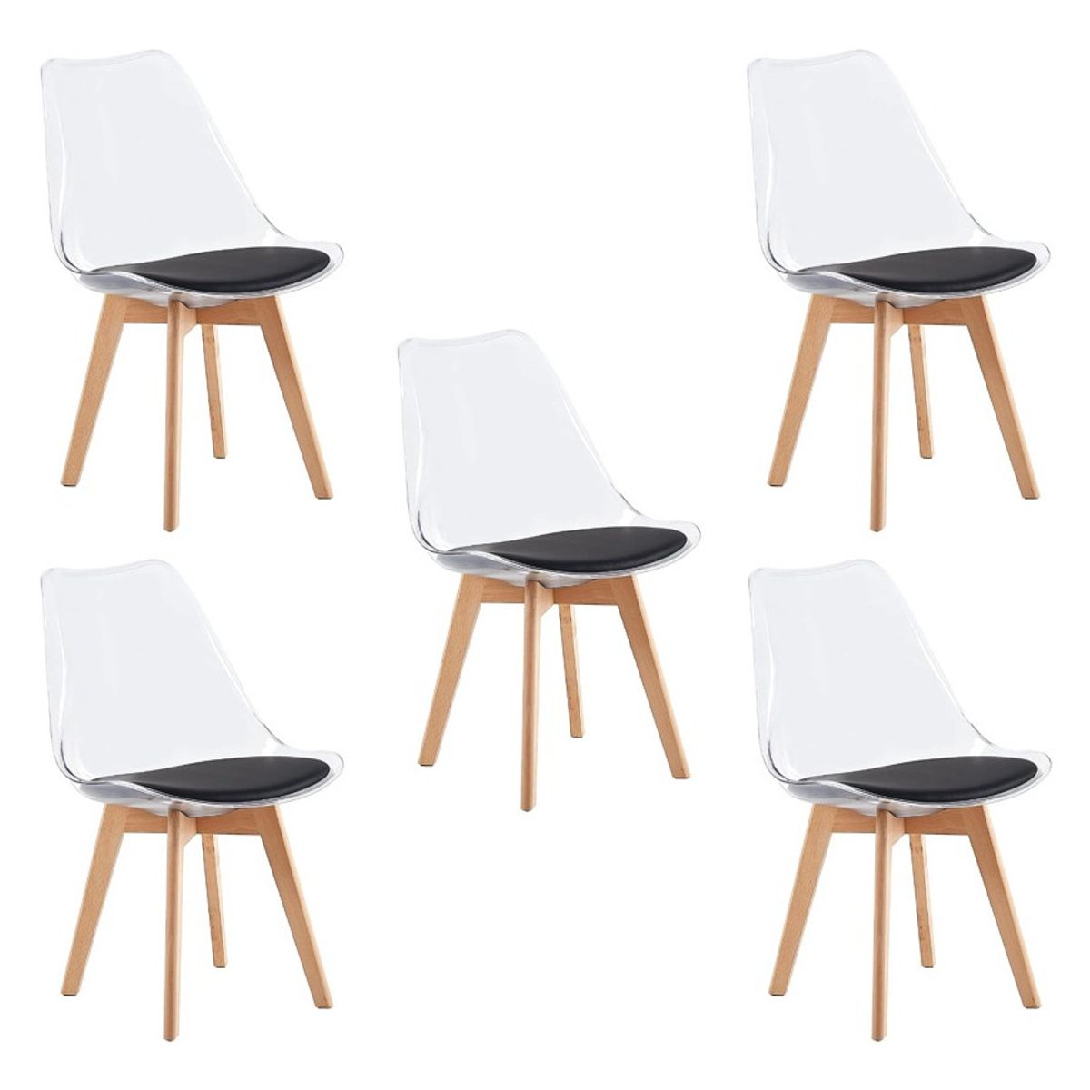 MOBLIHOUSE - Set X5 Sillas Moblihouse Eames Nórdico Madera Polipropileno