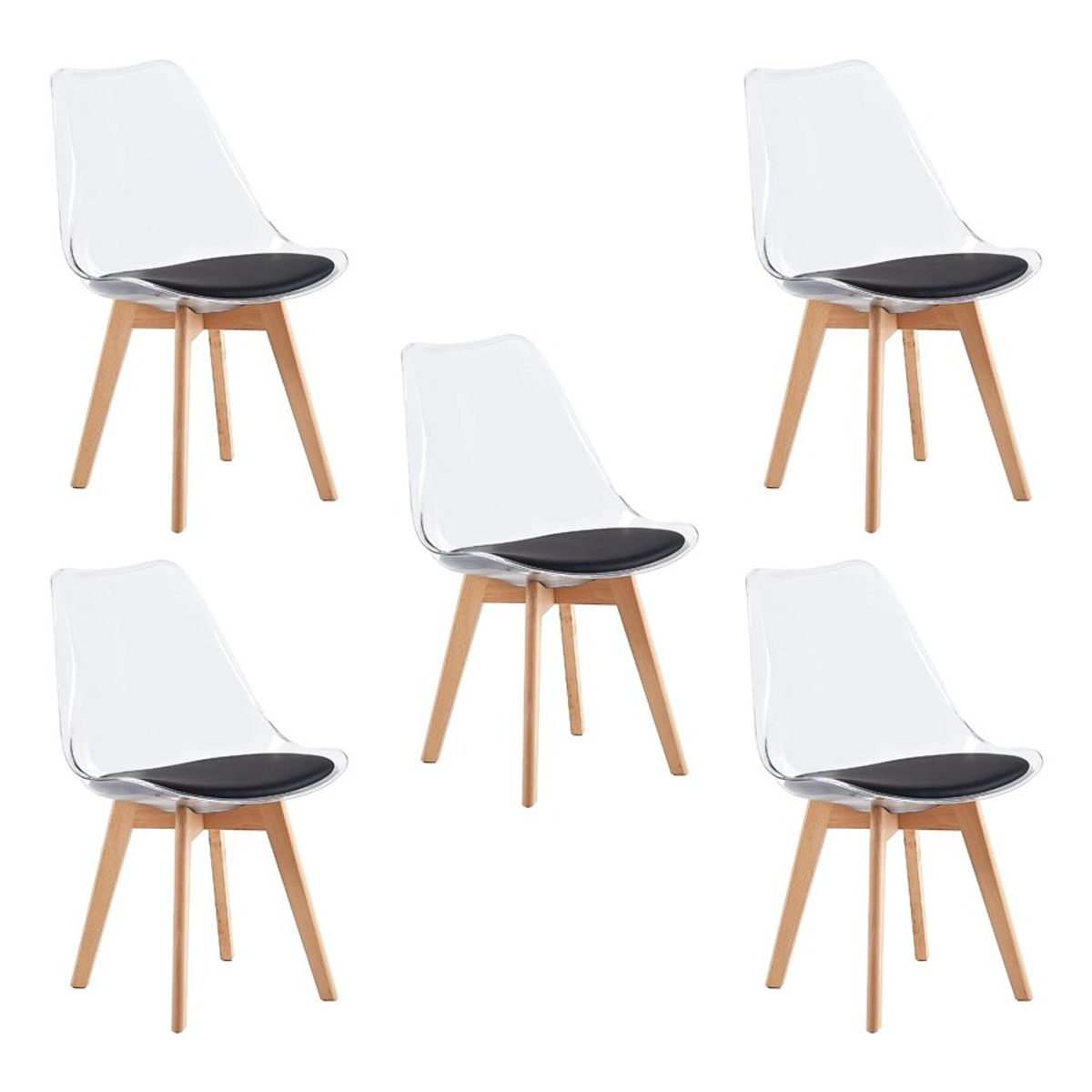 MOBLIHOUSE - Set X5 Sillas Moblihouse Eames Nórdico Madera Polipropileno