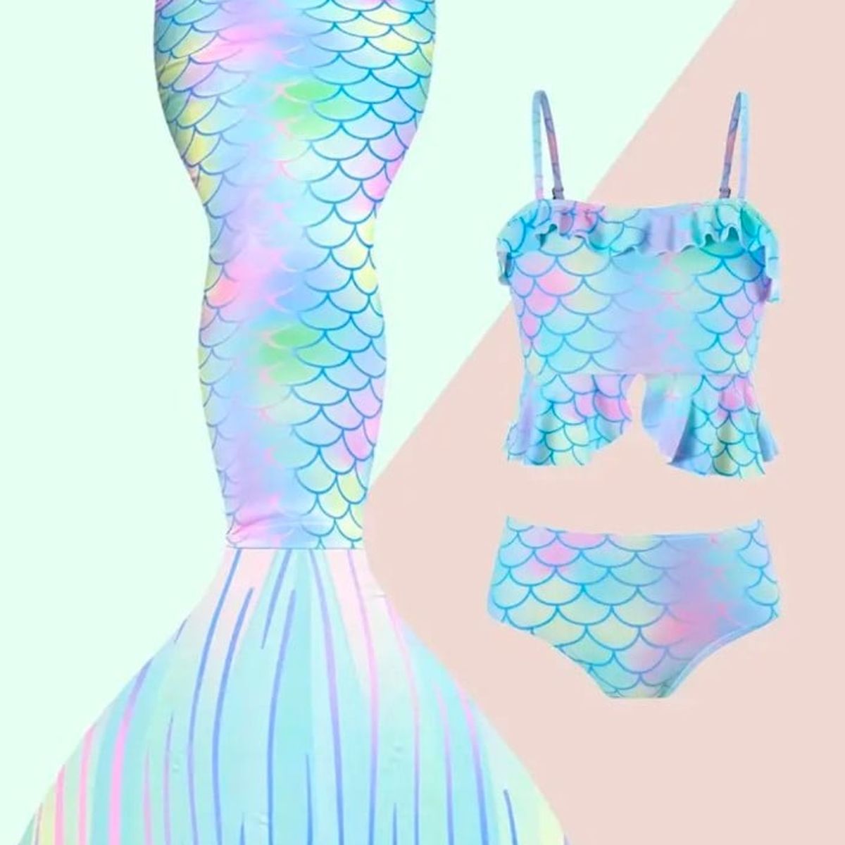GENERICO - Traje de baño sirena niña 3 piezas